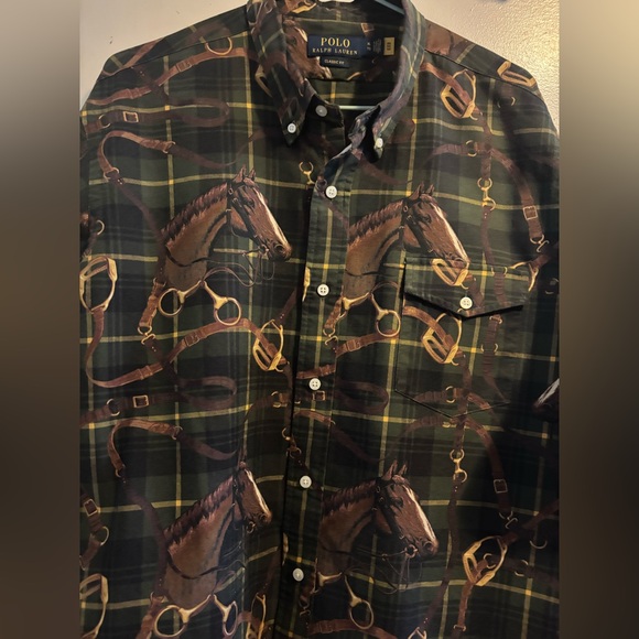 Ralph Lauren Polo Equestrian Print Plaid Button-Up Shirt XL - Picture 6 of 12